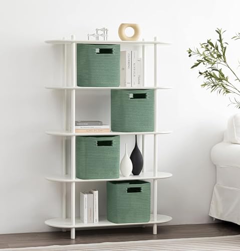 UBBCARE Set of 4 Storage Basket-11 X 10.5 X 10.5 In, Cotton Rope Basket for Shelves, Toys, Book, Cube Storage Bins with Handles, Woven Storage Basket for Organizing, Green UBBCARE Set of 4 Storage Basket-11 X 10.5 X 10.5 In, Cotton Rope Basket for Shelves, Toys, Book, Cube Storage Bins with Handles, Woven Storage Basket for Organizing, Green