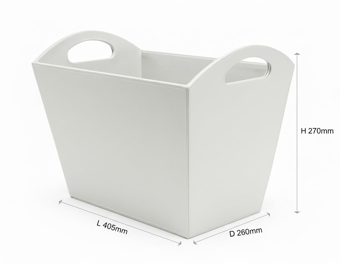 OSCO Portariviste in ecopelle bianca, porta giornali, porta brochure, organizer per documenti, maniglie per il trasporto, altezza 30 x larghezza 40,5 x profondità 26,5 cm
