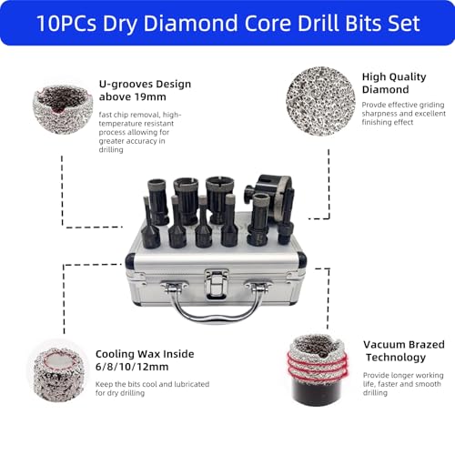 Set 10 brocas de diamante secas para cerámica y mármol miniatura 3
