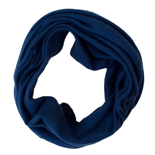 Lilano Bio Wolle-Seide Schlauchschal, 70% Wolle 30% Seide, Unisex Loop-Schal für Sport und Freizeit (Marine, 49 x 27 cm)