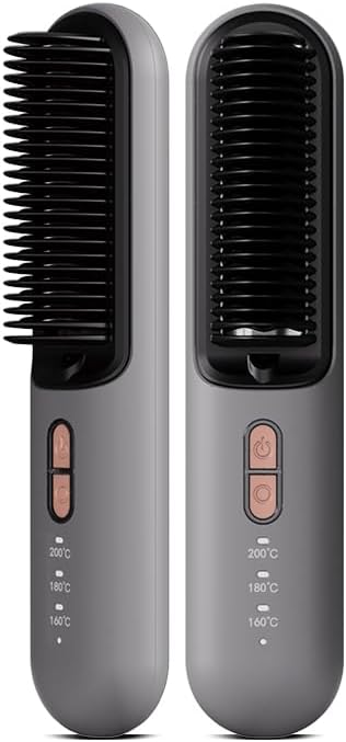 ROYAL POLAR Cordless Hair Straightener Brush Portable Straightening Brush Negative Ion Ceramic Sheet Heating for Travel, Mini Hot Ionic Straightener Comb for Women