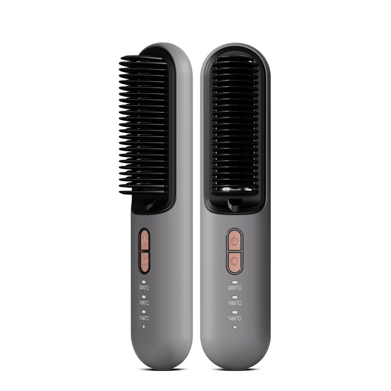 ROYAL POLAR Cordless Hair Straightener Brush Portable Straightening Brush Negative Ion Ceramic Sheet Heating for Travel, Mini Hot Ionic Straightener Comb for Women