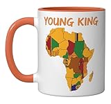Young King African Pride Map For Boys Black History Ceramic Mug, Orange/White