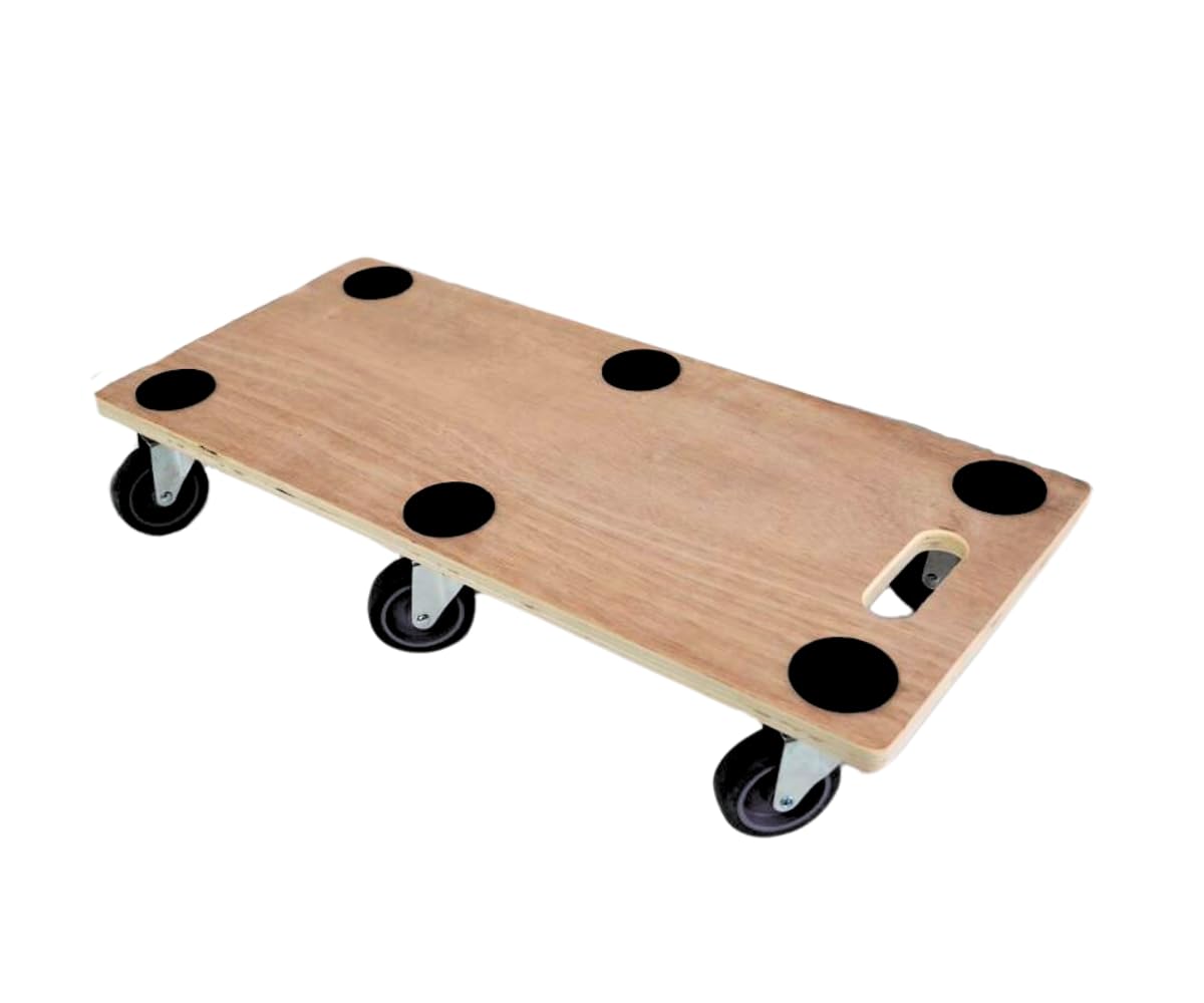 PROREGAL Profi Transportroller Hercules 30x68 cm Schwerlast bis 300 kg mit 6 Gummirollen & Griff, Sperrholzplatte, Rollbrett für Möbel Möbelroller Transporthilfe für Umzug Pflanzen Werkstatt