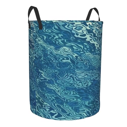 Beautiful sea surface print Circular Hamper Waterproof Storage Bin Organizer Basket Laundry Hamper With Handles For Clothes Toys Small