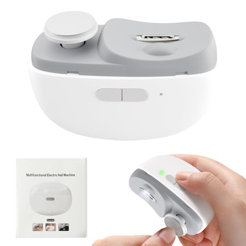 ICHIYO 電動爪切り 爪とぎ 両用 2in1 電動つめきり LEDライト付き Type-C充電式 2段階スピード 爪傷防止 簡単操作 低騒音 赤ちゃん/子供/大人/高齢者向けプレゼント (ホワイト)
