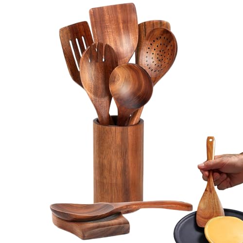 Jnilepfd キッチン調理器具セット | サービス・ミキシング 9点セット | キッチン木製用具、スプーン、スパチュラ - 食事準備 休日 ディナー アパート ケータリング トラック 寮 パーティー シェフ 女性 向け