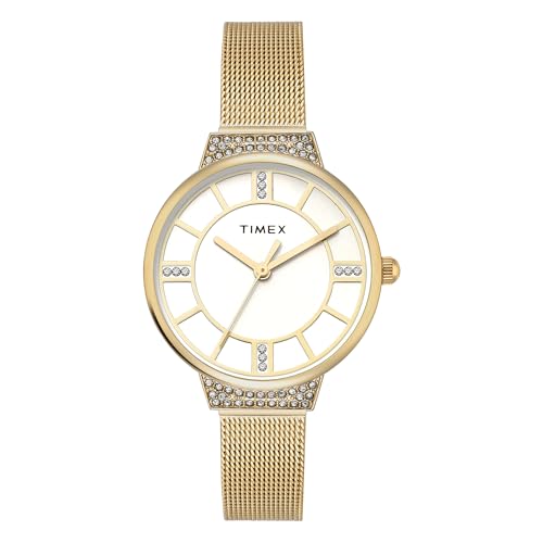 Image of TIMEX Champagne Round Dial Analog Women's Watch - TWEL22401