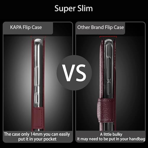 Image of Kapa Noble Slim Magnetic Leather Flip Case Cover for Samsung Galaxy S23 Ultra | Card Holder Stand Flip Wallet Case (Wine Red)