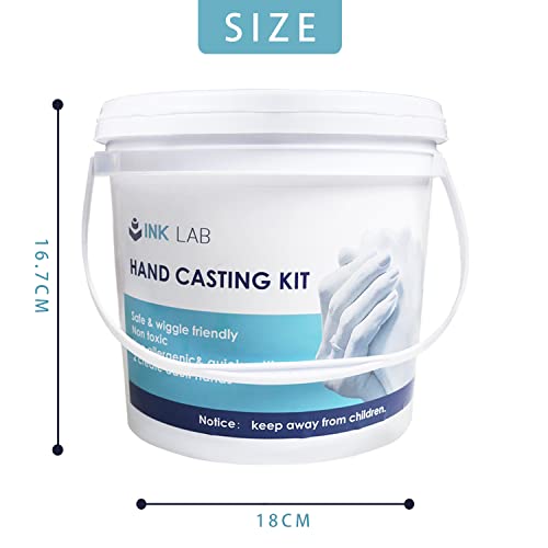 INK LAB Kit de Moulage Main Couple Empreinte 3D Adultes Famille Pieds et Mains avec Socle en Bois Alginate Moulage et Platre pour Sculpture d'art Décoratif, Idee Cadeau pour Amoureux Parents Bébé - Image 4