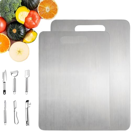 Planche à découper de cuisine en acier inoxydable pour repas en famille