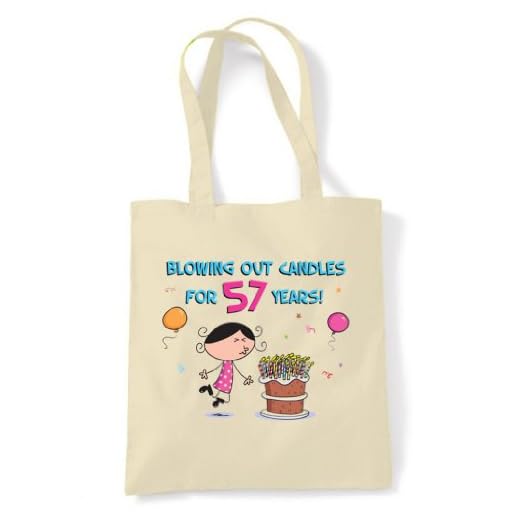 Tribal T-Shirts Velas soplando hacia fuera para 57 años 57 cumpleaños bolso de hombro, Blanco crudo, Talla única