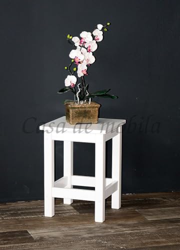 CASA Massivholz Nachttisch Sitz-Hocker ANTON 34x46x34cm Kernbuche massiv weiß lackiert