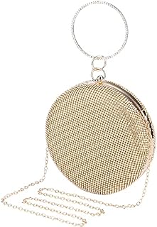 BAIGIO Women Crystal Evening Clutch Bag Banquet Round Handbag for Wedding Sparkling Diamante Wallet Purse Top-handle Party Bag