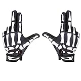 LUMINFLY Black & White Skeleton Cycling Gloves, Fleece Thermal Winter Gloves, Full Finger, Racing for Men and Women