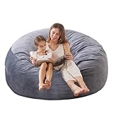 Large Bean Bag Chair for Adults/Kids with Filling, 3 ft Memory Foam Bean Bag Chairs with Filler Included, Ultra Soft Dutch Velvet Fabric, Bean Bag for Living Room - 3 Foot,Dark Gray