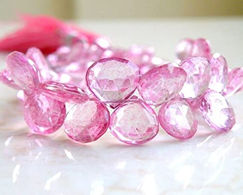 Perles quartz rose facettées en cœur 8.5mm pour création bijoux