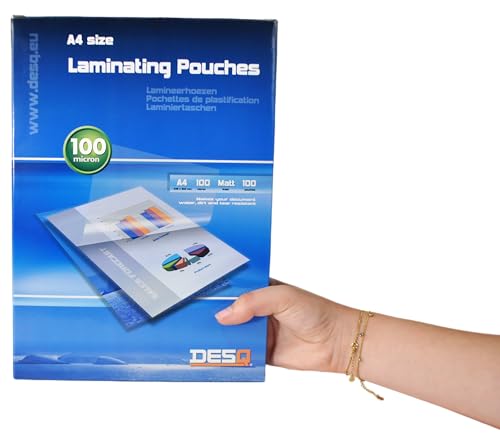 DESQ® A4 100 Micron Matte Laminating Pouches with Rounded Corners - Pack of 100-216 x 303mm Premium - Image 2