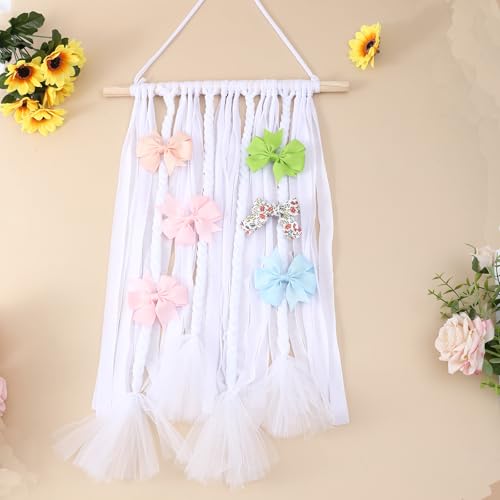 YOcity Bow Holder for Girls Hair Bows Organizer for Girls with Lace Ribbon Perfect for Baby Girl Nursery Room Decor (White) YOcity Bow Holder for Girls Hair Bows Organizer for Girls with Lace Ribbon Perfect for Baby Girl Nursery Room Decor (White)
