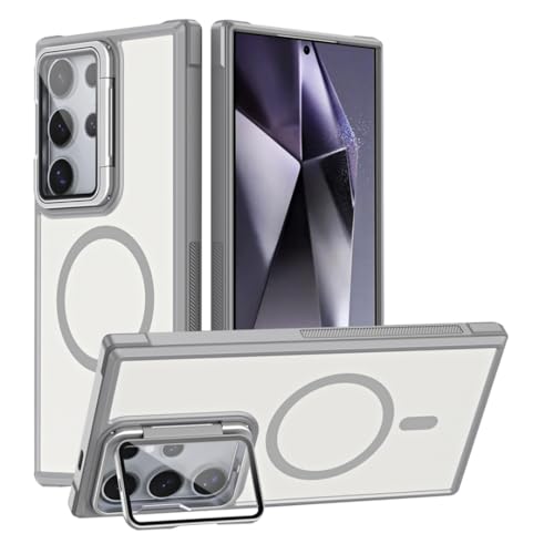 Étui magnétique mat S24 avec protection d'appareil photo en verre pliable argent