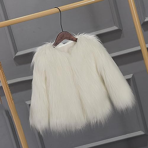 Faux Furry Warm Coat for Kids Girls Fleece Long Sleeve Crewneck Solid Color Jackets Toddler Girls Trendy Cute Clothes2