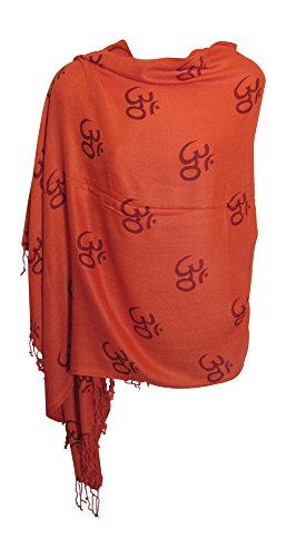 Indian Ethnic Yoga Red Om Block Print Long Scarf Prayer Shawl Stole SHANTI