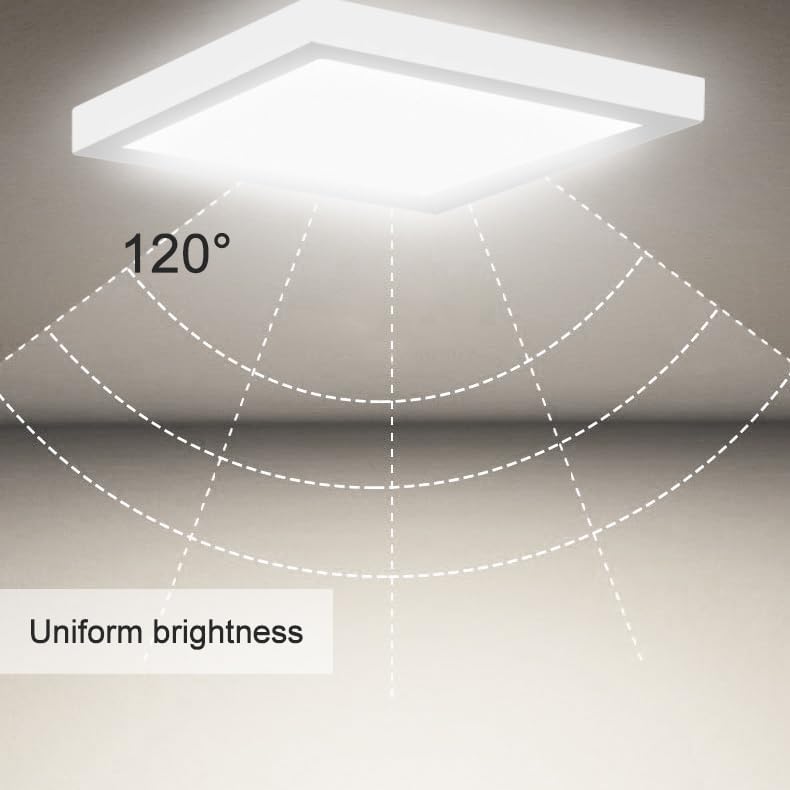 Diagram showing 120 degree uniform brightness distribution from the EXTRASTAR LED ceiling light