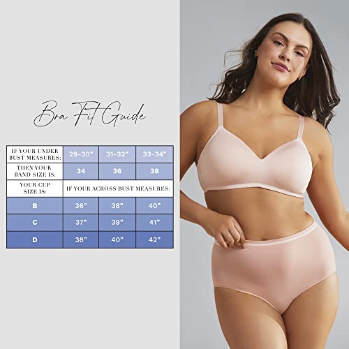 Ellen Tracy Everyday Micro Wire-Free T-Shirt Bra - Smoothing Comfort - Adjustable Straps - 2-Pack Multipack - 34B Nude/Black #TOP4