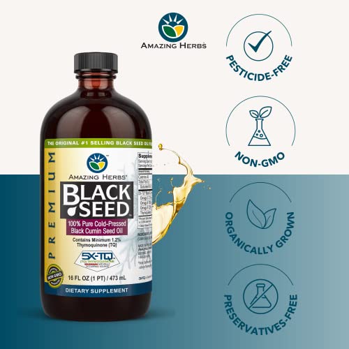 image for Amazing Herbs Premium Black Seed Oil - Gluten Free, Non GMO, Cold Pres