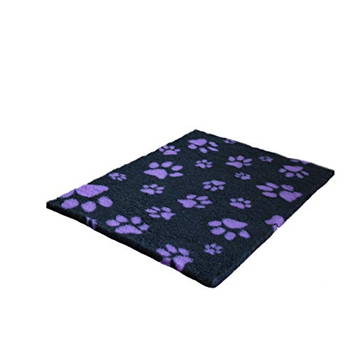Vet Fleece Bedding, Charcoal with Lilac Multi-Paws, 40" x 30" (1.00m x 0.75m) - Image 2
