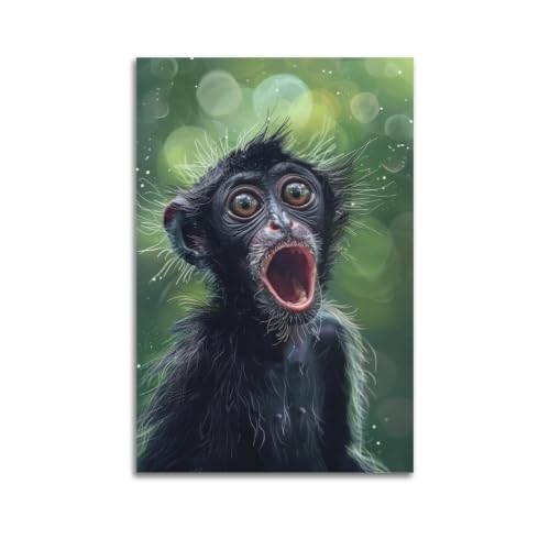 Pinturas de mono araña negro y murales decorativos sobre lienzo para casa 20x30