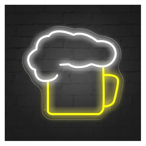 Luz de neón Letrero luminoso de neón con luz para cerveza, para ideal para bares, pubs, para fiestas, restaurantes y decoración(30x28cm)