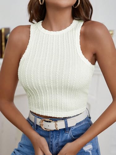 Image of Zilcon Womens Halter Tops Summer Sleeveless Shirts Sexy High Neck Fitted Tops Seamless Basic Ribbed Crop Tank Tops Blouses Fit Cropped Tank Tops