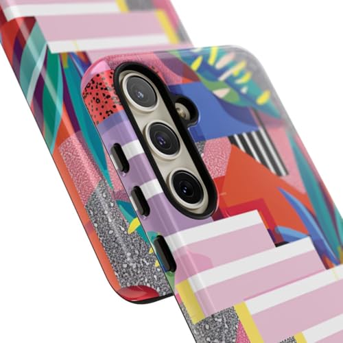 Coque Samsung S24 Plus multicolore géométrique et botanique rigide