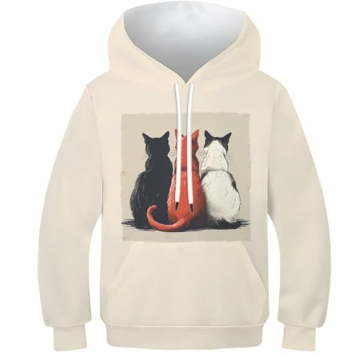 Sweat à capuche enfant avec poche pour éviter le froid sweat motif chat 3D