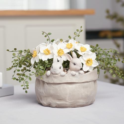 Newman House Studio Spring Bunny Flower Pot Easter-Decor - Decorative Garden Pots Cactus-Succulents Bunny Flower Pots Indoor Outdoor Plant Pots for Home Farmhouse Décor 7.5 * 7.4 * 6.1 Inch