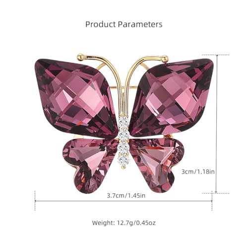 Image of Rhinestone Butterfly Brooch Pin for Women Clear Crystal Insect Colorful Birthstone Cartoon Brooches Lapel Pins Dress Accessories Elegant Christmas Theme Party Animal Jewelry