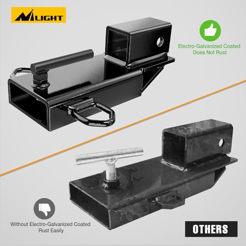 Image of Nilight Forklift Trailer Hitch Attachment Fits 2 Inch Receiver Clamp on Pallet Fork Trailer Towing Adapter with Safety Chain & 5 /8 inch Hitch Pin Clip Black