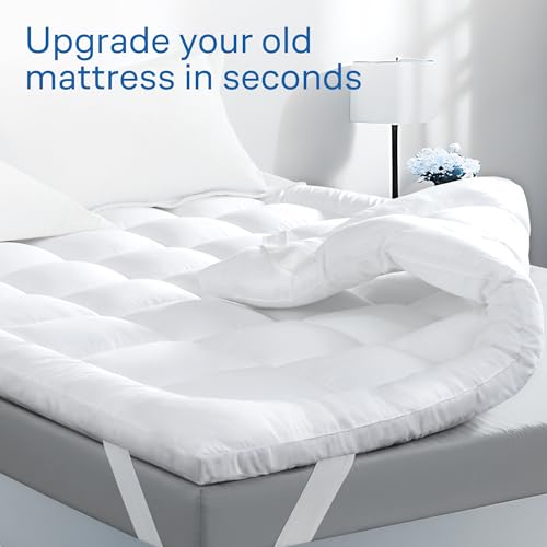 Ultra Soft King Mattress Topper - Cloud-Like Mattress Pad for Back Pain Relief - Breathable Cooling Material for Hot Sleepers