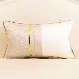 Avigers 18 x 18 Inches Velvet Throw Pillow Covers2pcs, Navy Blue Whitegold Striped Patchwork Cushion Case Throw for Decorative Pillow for Couch Bedroom and in Car (Beige, 12' x 20', only Cover)