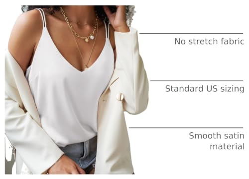 Image of Ekouaer Womens 2-Pack Silk Satin Camisole Tank Top V Neck Sexy Cross Back Spaghetti Strap Cami Sleeveless Lounge Tops S-XXL