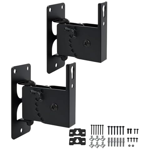 Howonder Speaker Wall Mount, Wall Speaker Mount ，All Metal Speaker Wall Mount Brackets for Small Speakers，Swivel & Tilt,Hold up to 30lbs，HD-618 (2Packs,Black) Cover