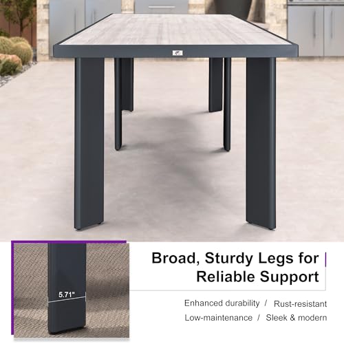 Image of PURPLE LEAF Outdoor Dining Set for 10 with Built-in Cushions Deep Grey