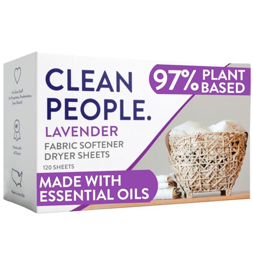 The Clean People Fabric Softener Sheets - Dryer Sheets - Softens & Removes Static - Vegan Laundry Softener With Essential Oils - Lavender 120 Pack