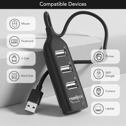 Image of Frontech 4 Port USB Hub, USB 2.0 Splitter Hub with 480 Mbps High-Speed Data Transfer, Plug & Play, 1 Meter Cable, 1 Year Warranty (NC-0085)