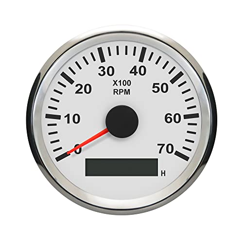 ELING Tachometer REV Counter RPM Gauge with Hour Meter 0-7000RPM 85mm 12V 24V with Backlight