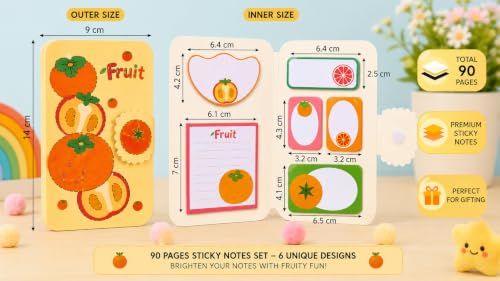 Image of Kawaii Sticky Notes Memo Pad, Cute Self Adhesive Notes for School, Office, Study, Planner & Journaling-Pack of 1, Orange