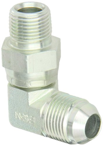 Eaton Aeroquip 2249-6-8S 90 Degree Male Pipe Swivel to Male Pipe Swivel, JIC 37 Degree & NPT End Types, Carbon Steel, 1/2 JIC(m) x 3/8 NPT(m) End Size, 1/2