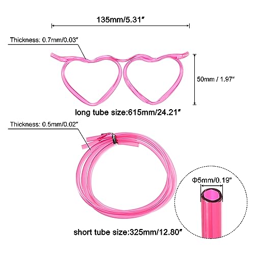 Set de 8 pitillos de plástico divertidos color rojo rosa miniatura 2