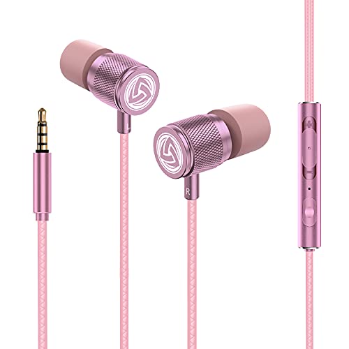 Ludos Ultra Wired Earbuds In-Ear Headphones, 5 Years Warranty, Earphones With Microphone, Noise Isolating Ear Buds, Memory Foam For Iphone, Samsung, School Students, Kids, Women, Small Ears - Pink #TOP6